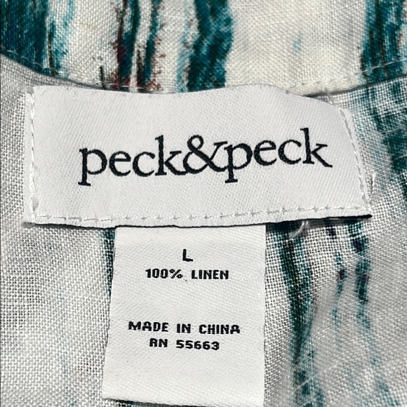 Peck & Peck Teal and White Linen SHIFT DRESS, RESORTWEAR, WOMEN SIZE L - Picture 3 of 9